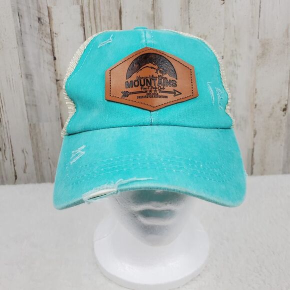 Flex It Pink Club Women Who Move Mountains Cap Teal OSFM - Picture 1 of 8
